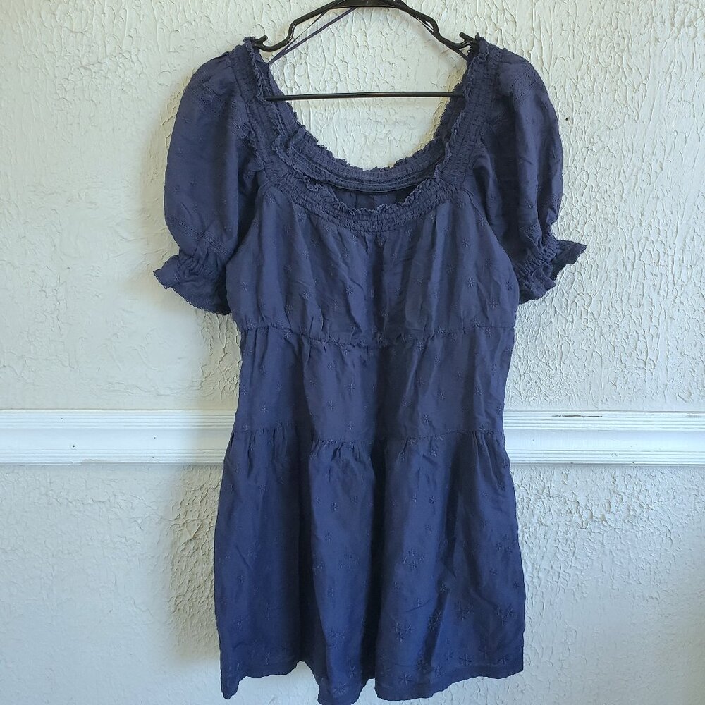 Old Navy Puffed Sleeve Cotton Mini Dress, Blue, Women's Small